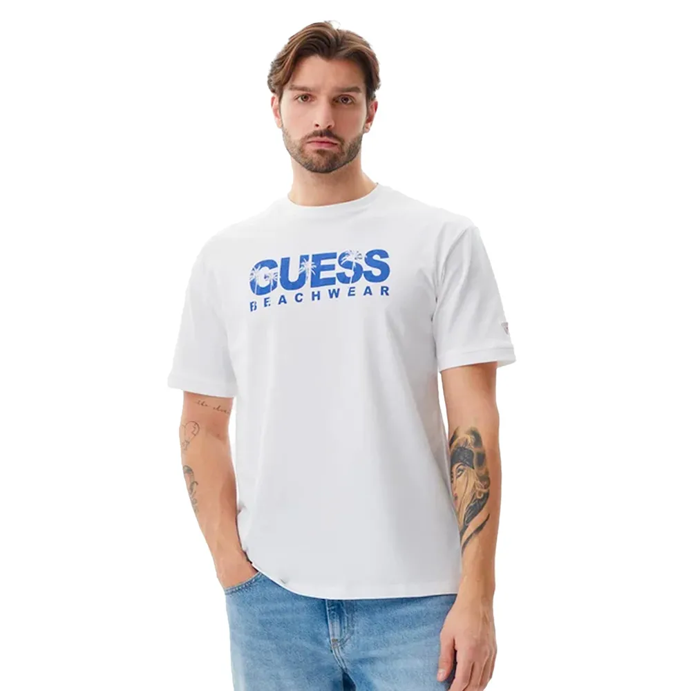 T shirt Guess Beachwear Homme Blanc