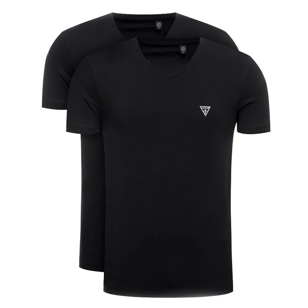 T shirt Guess Pack x2 classic triangle Homme Noir