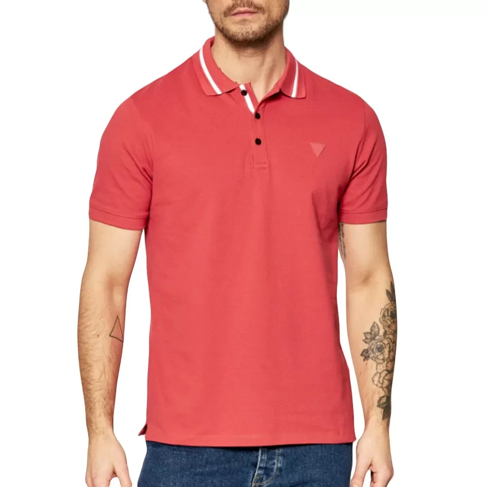 Polo Guess Classic logo triangle Homme Rouge